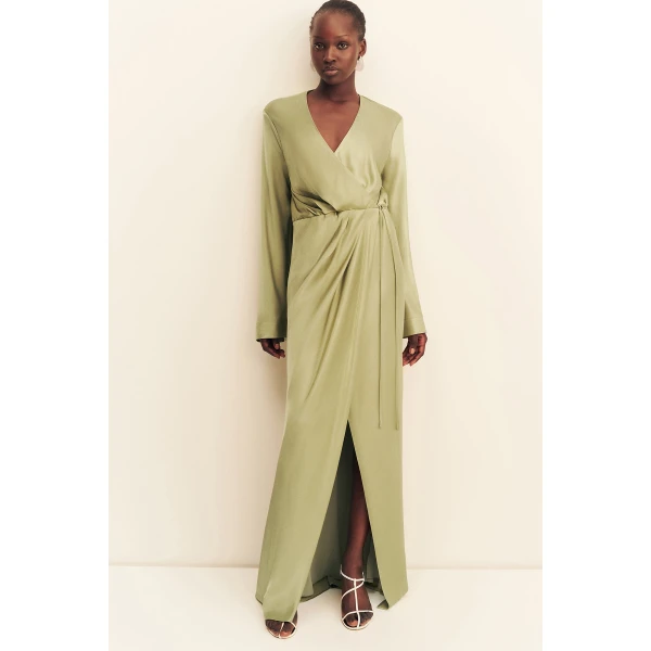Shona Joy La Lune Long Sleeve Wrap Maxi Dress, view 3