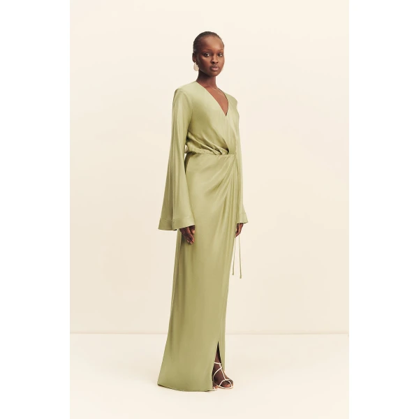 Shona Joy La Lune Long Sleeve Wrap Maxi Dress, view 4