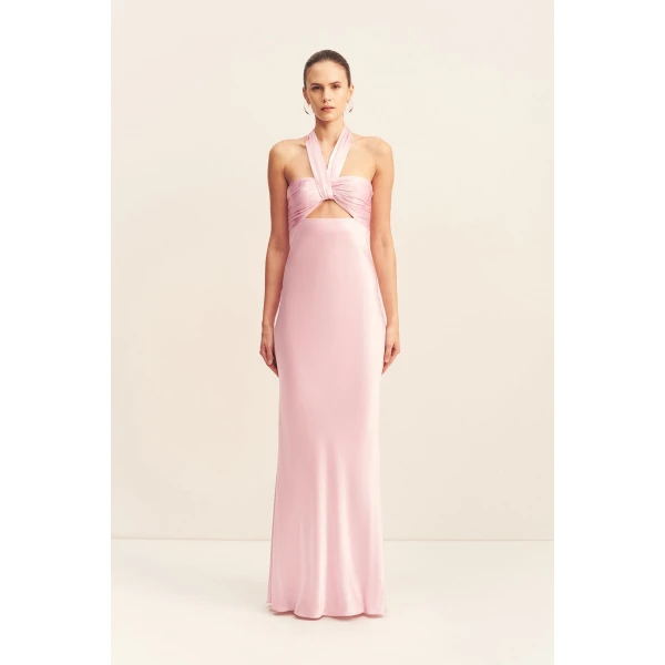 Shona Joy La Lune Ruched Halter Maxi Dress in Blossom, view 2