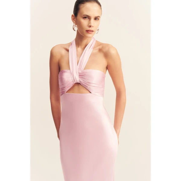 Shona Joy La Lune Ruched Halter Maxi Dress in Blossom, view 3