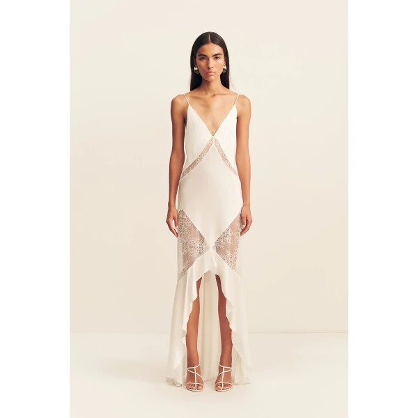 Shona Joy Labyrinth Lace Panelled Ruffle Maxi Dress, view 2