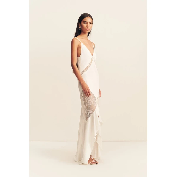 Shona Joy Labyrinth Lace Panelled Ruffle Maxi Dress, view 4