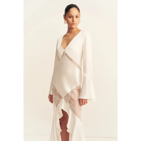 Shona Joy Labyrinth Split Lace Maxi Dress, view 3