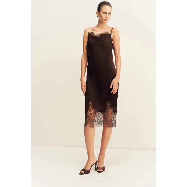 Shona Joy Lucia Lace Slip Midi Dress, view 3