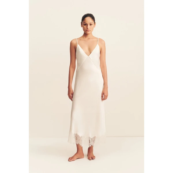 Shona Joy Lustre Lace Slip Midi Dress, view 2