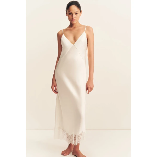 Shona Joy Lustre Lace Slip Midi Dress, view 3