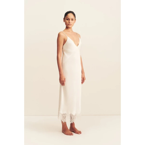 Shona Joy Lustre Lace Slip Midi Dress, view 4