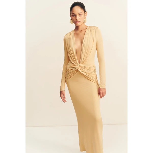 Shona Joy Miro Slinky Jersey Long Sleeve Maxi Dress, view 3