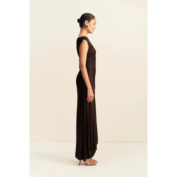 Shona Joy Miro Slinky Jersey Maxi Dress in Ristretto, view 5