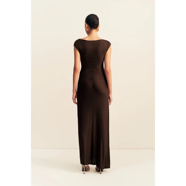 Shona Joy Miro Slinky Jersey Maxi Dress in Ristretto, view 6