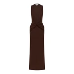 Shona Joy Miro Slinky Jersey Plunged Maxi Dress in Ristretto