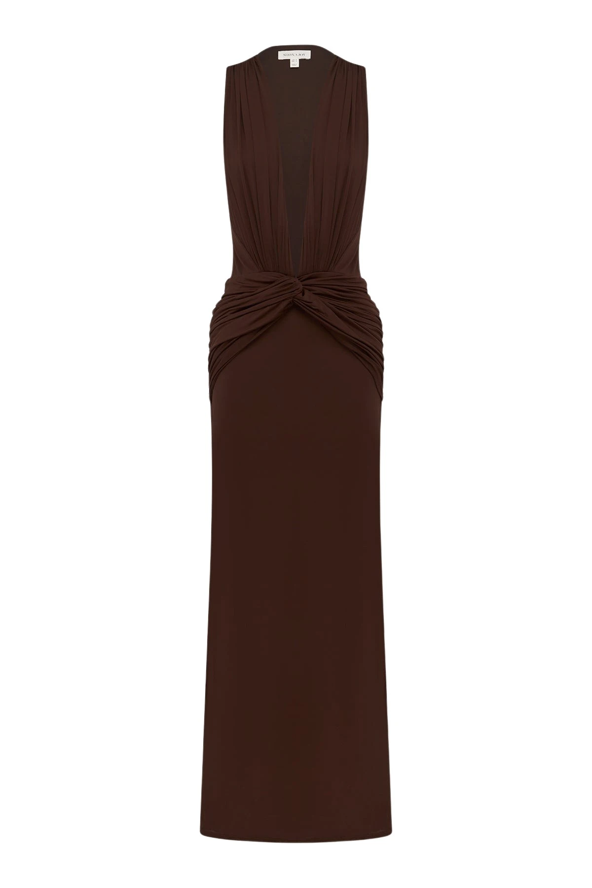 Shona Joy Miro Slinky Jersey Plunged Maxi Dress in Ristretto