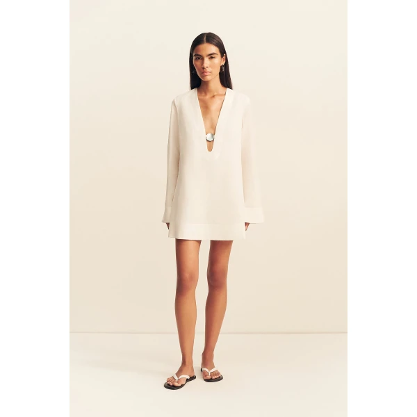 Shona Joy Paloma Plunged Long Sleeve Mini Dress, view 2