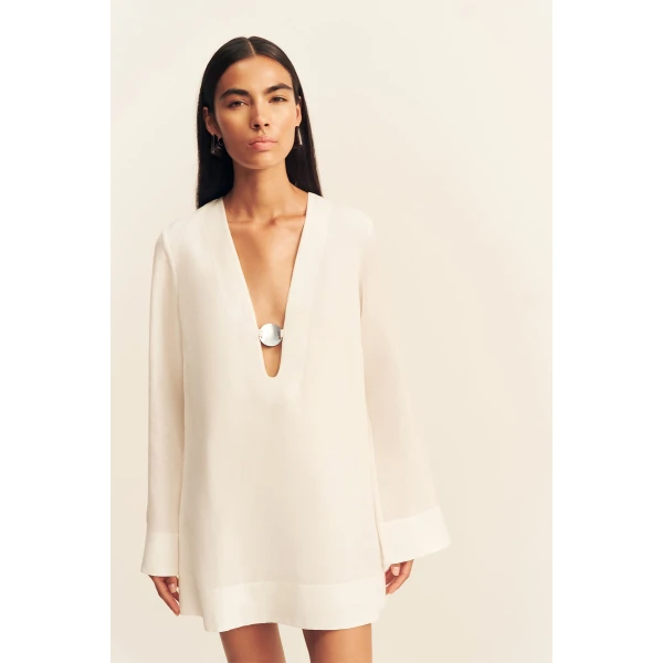 Shona Joy Paloma Plunged Long Sleeve Mini Dress, view 3