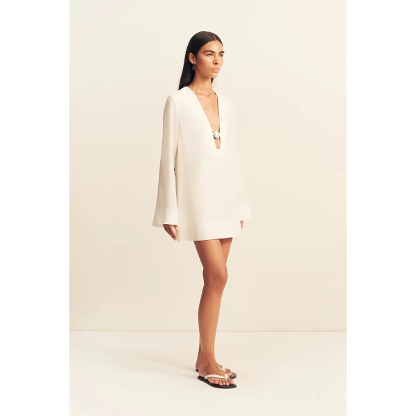 Shona Joy Paloma Plunged Long Sleeve Mini Dress, view 4