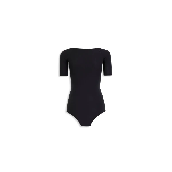 Alaïa Short Sleeves Second Skin Knit Bodysuit - ALAÏA Tops - Laser Cut Luxury - Shop at Luxury Shoes 