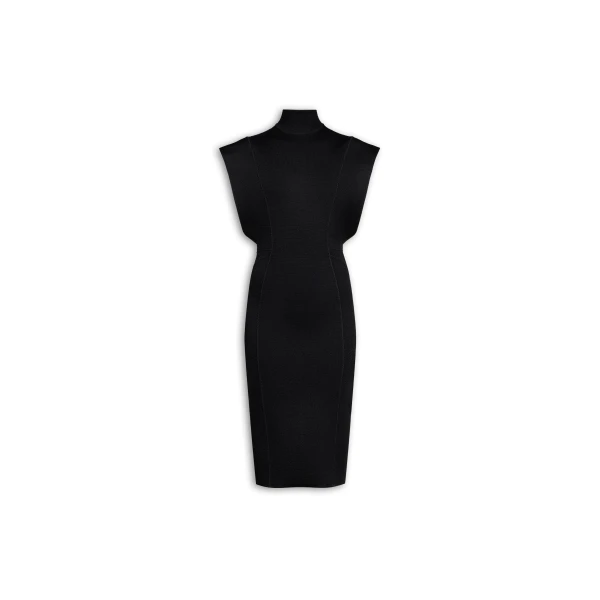 Alaïa Silk Knit Cinched Long Dress - ALAÏA Dresses - Laser Cut Luxury - Shop at Luxury Shoes 