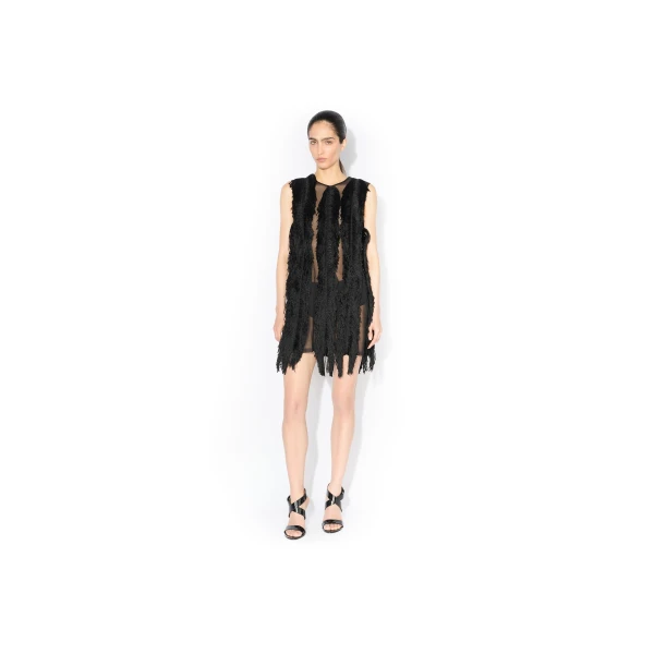 Alaïa Silk Knit Fringed Dress - ALAÏA Dresses - Laser Cut Luxury - Shop at Luxury Shoes 