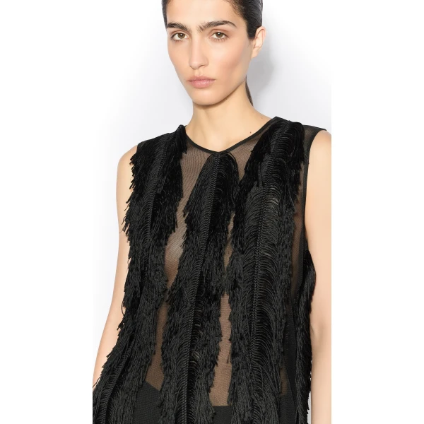 Alaïa Silk Knit Fringed Dress - ALAÏA Dresses - Laser Cut Luxury - Shop at Luxury Shoes 