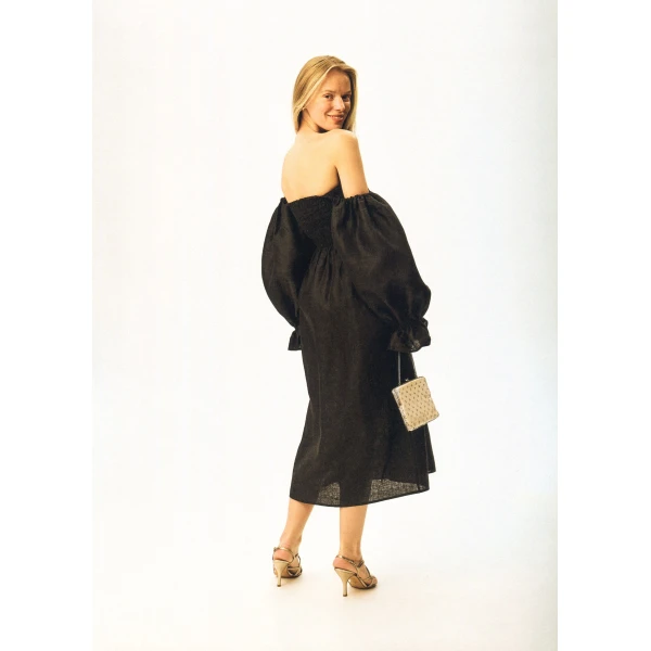 The Sleeper Atlanta Linen Dress in Black, view 3