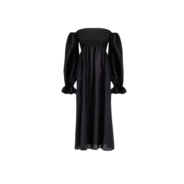 The Sleeper Atlanta Linen Dress in Black