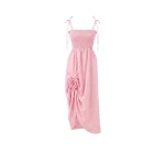 The Sleeper Atlanta Linen Strap Dress with Rose in Pink