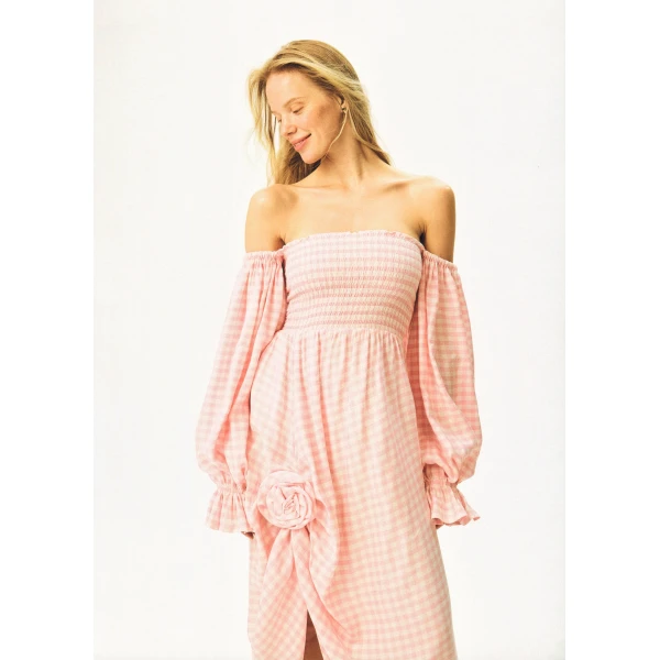 The Sleeper Atlanta Rose-Appliqué Off-the-Shoulder Dress, view 3