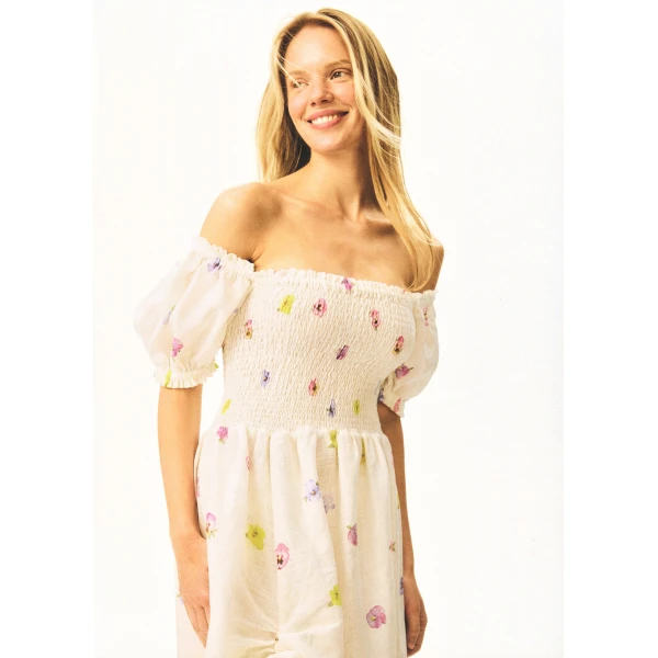 The Sleeper Belle Floral-Appliqué Midi Dress, view 2
