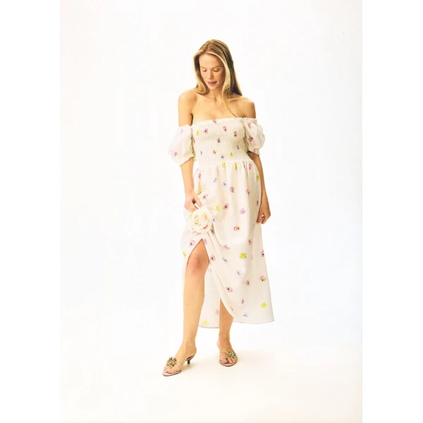 The Sleeper Belle Floral-Appliqué Midi Dress, view 4