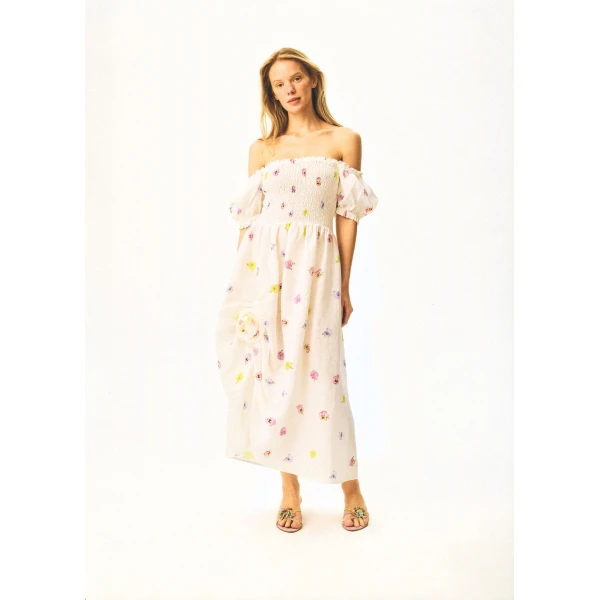 The Sleeper Belle Floral-Appliqué Midi Dress, view 6