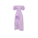 The Sleeper Belle Linen Dress with Rose in Lavender vichy