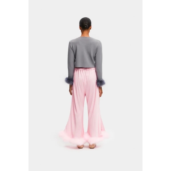 The Sleeper Boudoir Pants with Feathers in Pink, view 3