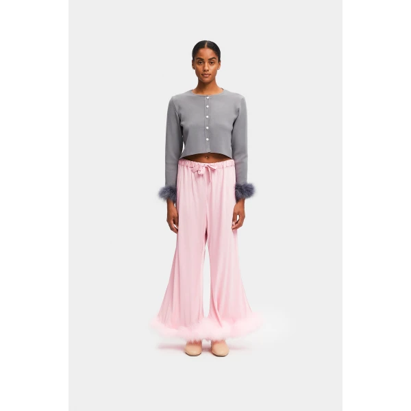 The Sleeper Boudoir Pants with Feathers in Pink, view 6