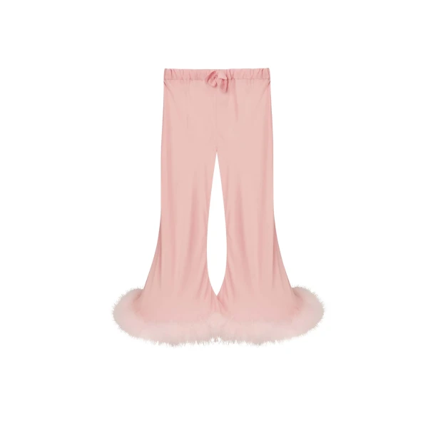 The Sleeper Boudoir Pants with Feathers in Pink