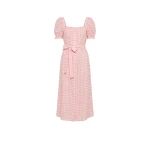 The Sleeper Brigitte Linen Midi Dress in Pink vichy