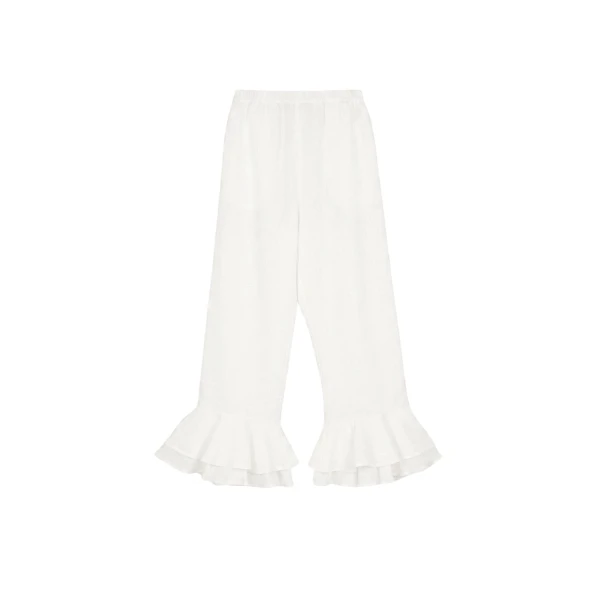 The Sleeper Cha-Cha Linen Lounge Pants with Headscarf in White