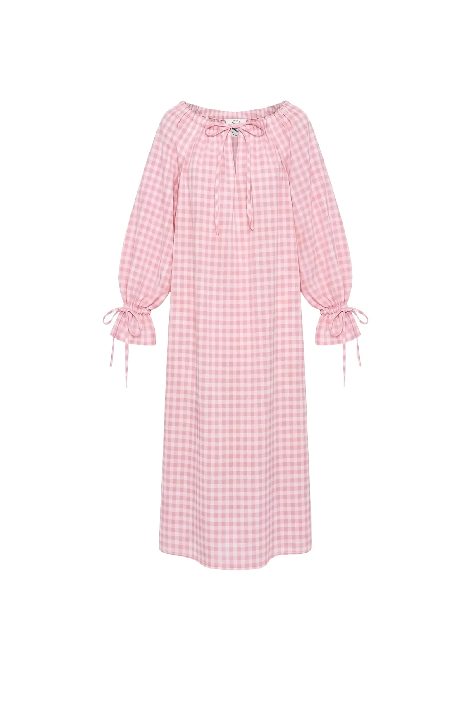 Sleeper-Cha-Cha-Linen-Maxi-Dress-in-Pink-Vichy-with-Hair-Ribbon41247_nobg The Sleeper Cha-Cha Linen Maxi Dress in Pink Vichy with Hair Ribbon