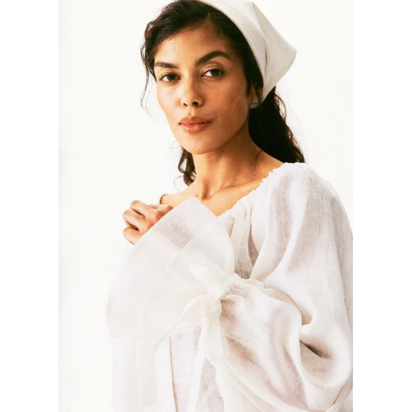 The Sleeper Cha-Cha Lounge Blouse in White, view 3