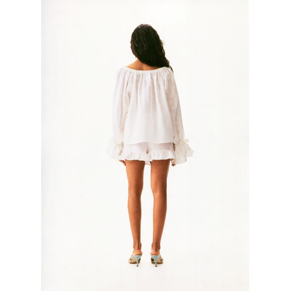 The Sleeper Cha-Cha Lounge Blouse in White, view 5