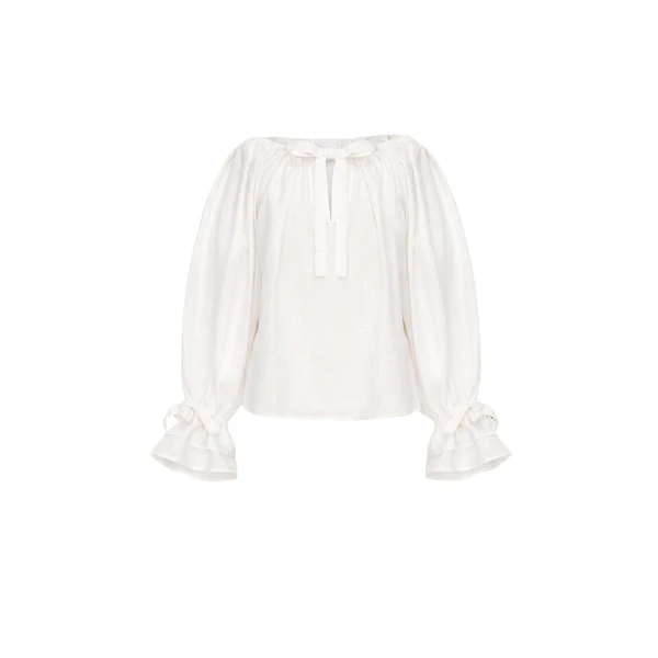 The Sleeper Cha-Cha Lounge Blouse in White