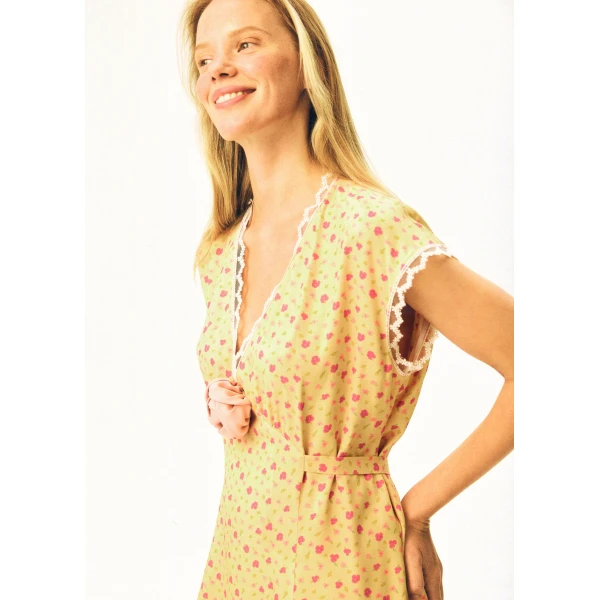 The Sleeper Genus Floral-Appliqué Midi Dress, view 4