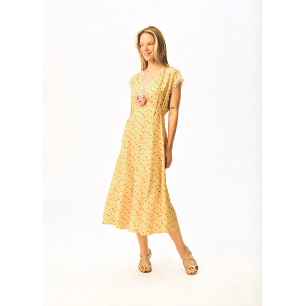 The Sleeper Genus Floral-Appliqué Midi Dress, view 6