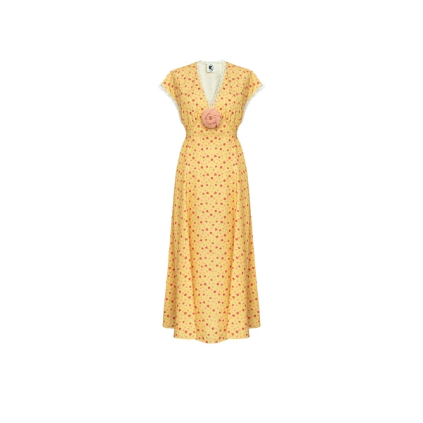 The Sleeper Genus Floral-Appliqué Midi Dress