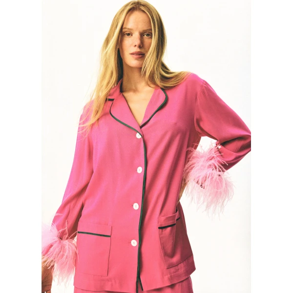 The Sleeper Iconic Party Pajama Suit with Feathers, view 3