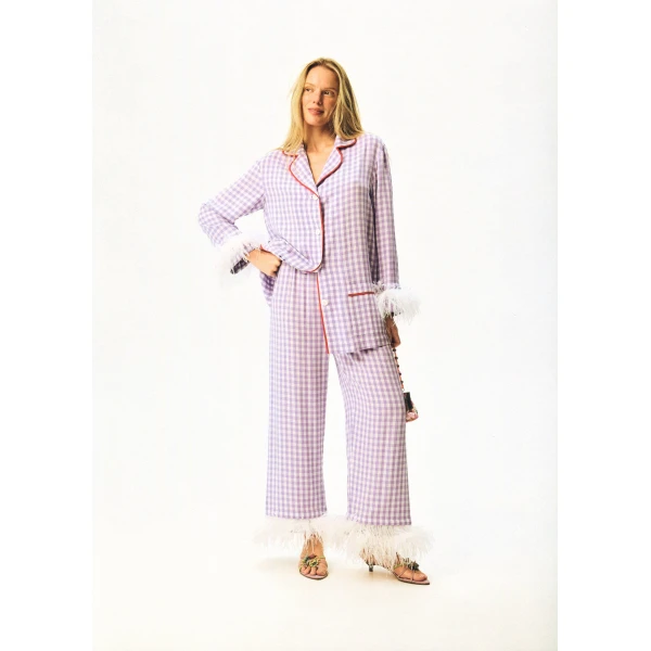 The Sleeper Iconic Party Pajama Suit with Feathers, view 3