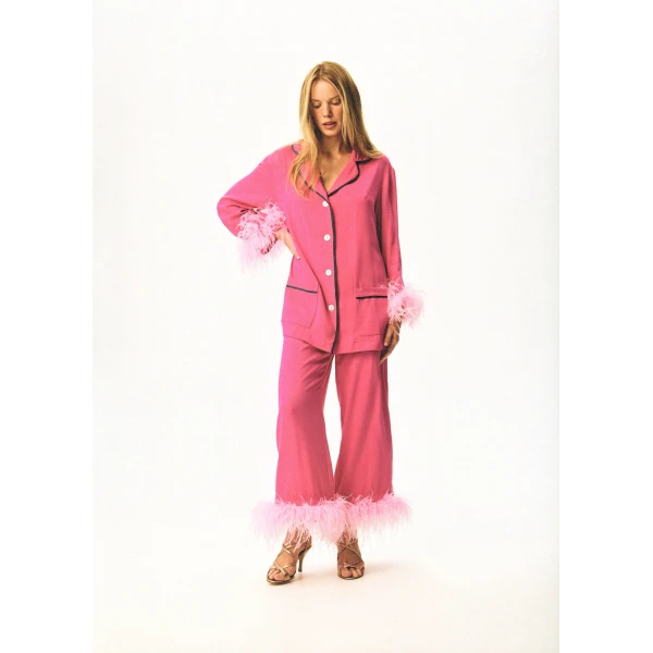 The Sleeper Iconic Party Pajama Suit with Feathers, view 4