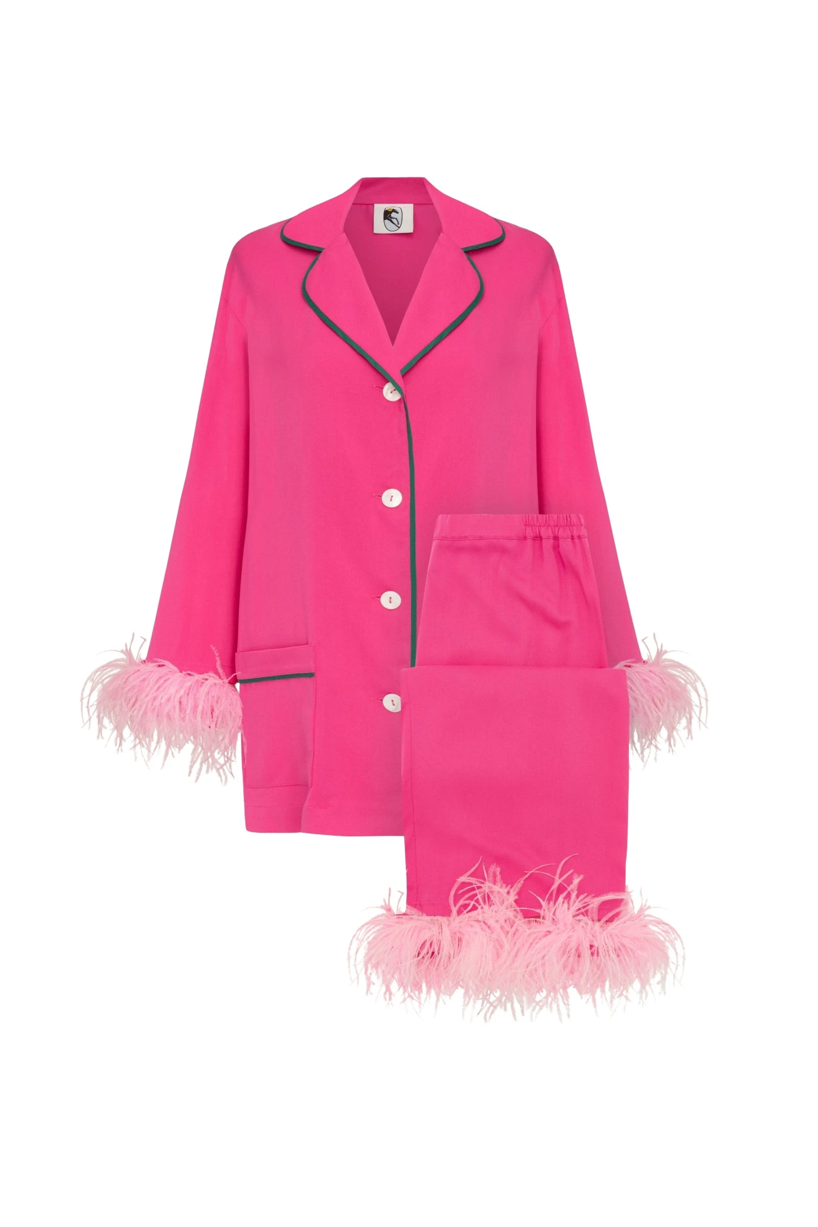 The Sleeper Iconic Party Pajama Suit with Feathers