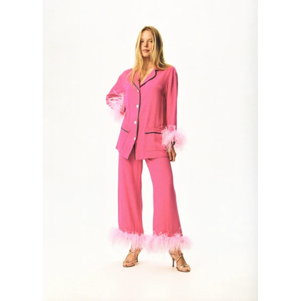 The Sleeper Iconic Party Pajama Suit with Feathers, view 6