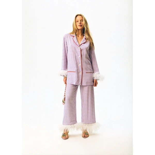 The Sleeper Iconic Party Pajama Suit with Feathers, view 5