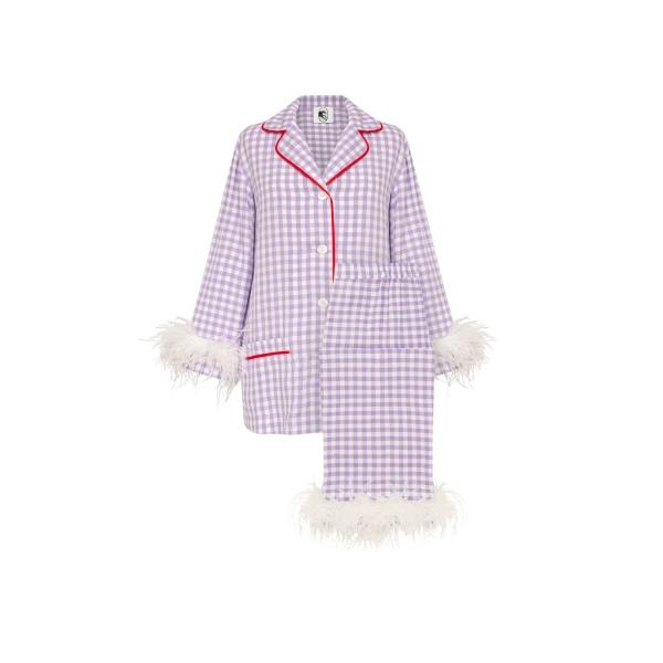 The Sleeper Iconic Party Pajama Suit with Feathers